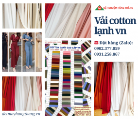 VẢI COTTON LẠNH CAO CẤP VN (Hai biên chỉ đỏ, co giãn nhẹ)