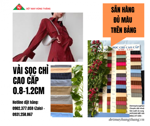 VẢI SỌC CHỈ  (KẺ SỌC, TUYTSI KẺ SỌC) CAO CẤP 0,8CM VÀ 1,2CM ĐÃ CÓ ĐỦ MÀU TRÊN BẢNG 