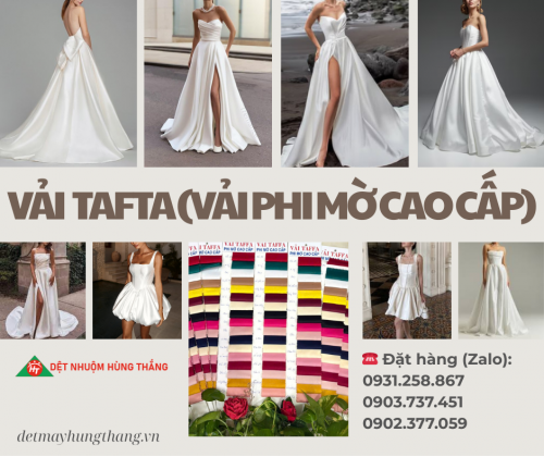 VẢI TAFTA (VẢI PHI MỜ CAO CẤP) MAY VÁY CƯỚI