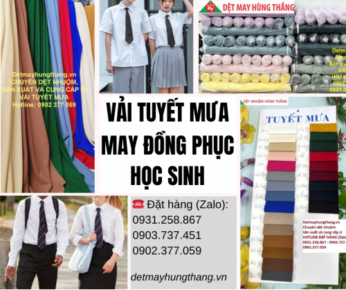 VẢI TUYẾT MƯA MAY ĐỒNG PHỤC HỌC SINH